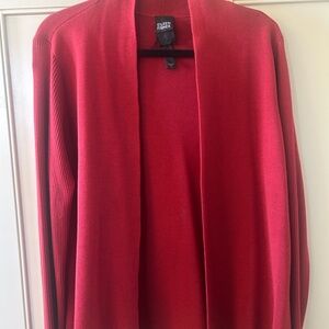 Eileen Fisher Red Cardigan with Shawl Collar and Relaxed Fit